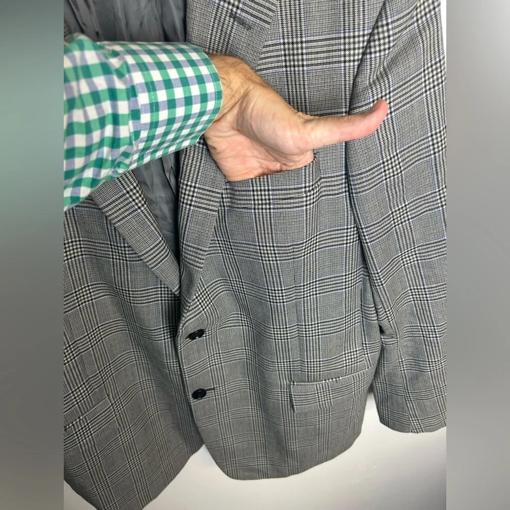 Brook Brothers Regent Fit Sport Coat Blazer Mens Size 44R plaid‎ 100% Wool